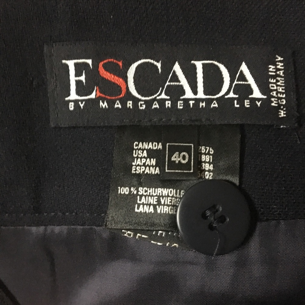Escada by Margaret Ley Navy Wool Pleated Skirt 40 - Picture 3 of 4